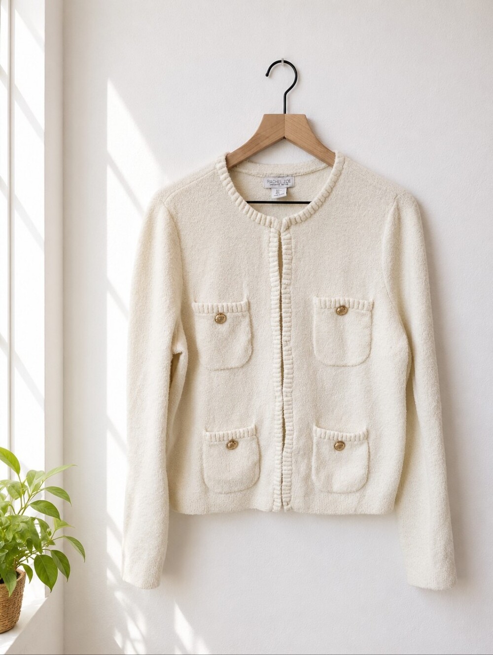 Rachel Zoe Soft Terry Cardigan Sweater – Women's Large | Quiet Luxury